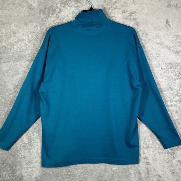 VINTAGE Eddie Bauer Women's L Turtleneck Blue Green Made In USA 100% Cotton - Picture 5 of 5